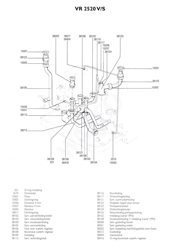 Exploded view Nefit (Bosch) VR 2520S Combi: Leidingen