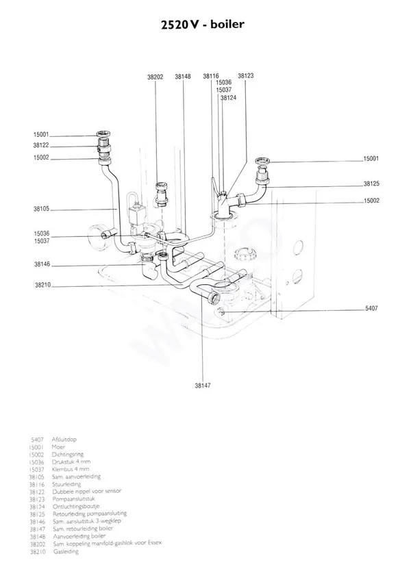 Exploded view Nefit (Bosch) VR 2520V Boiler: Leidingen