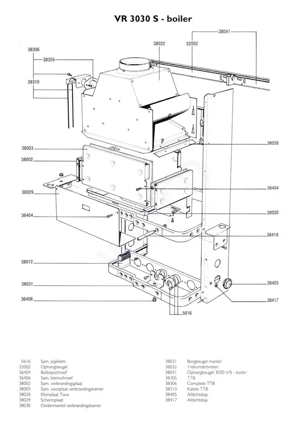 Exploded view Nefit (Bosch) VR 3030S Combi: Frame