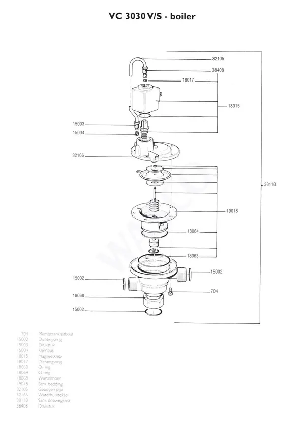 Exploded view Nefit (Bosch) VR 3030V Boiler: 3 wegklep