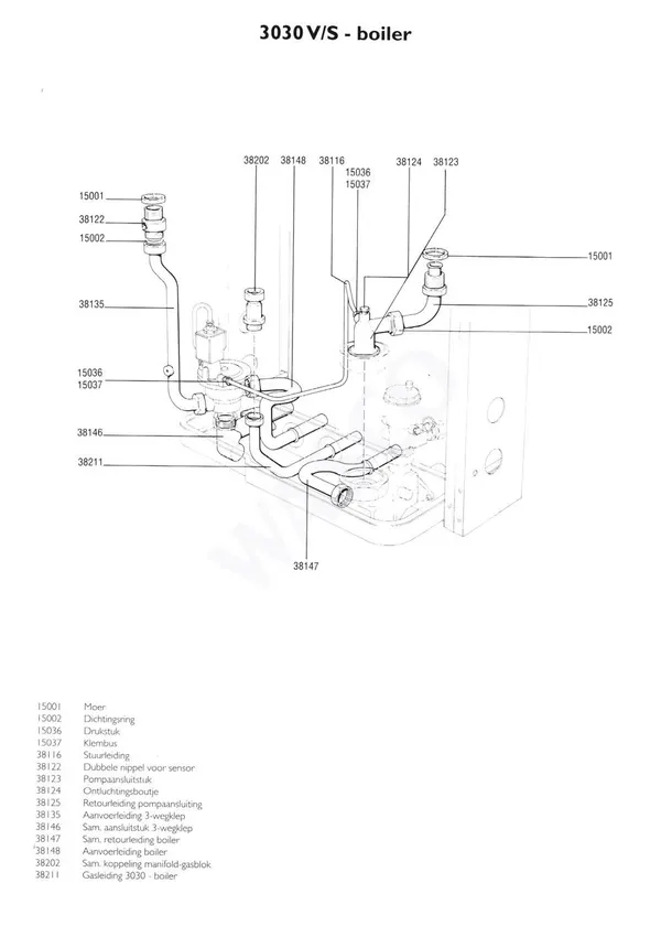 Exploded view Nefit (Bosch) VR 3030V Boiler: Leidingen