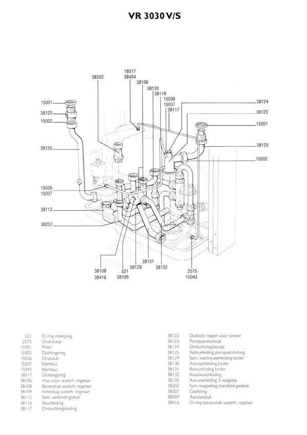 Exploded view Nefit (Bosch) VR 3030V Combi: Leidingen