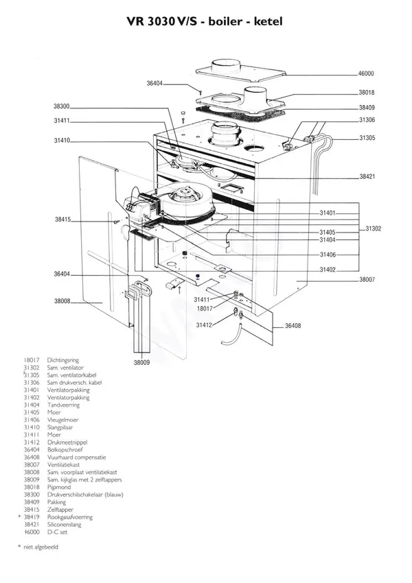 Exploded view Nefit (Bosch) VR 3030V Combi: Ventilatorkast
