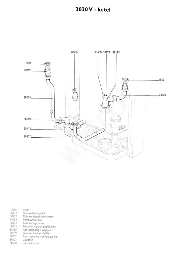 Exploded view Nefit (Bosch) VR 3030V Ketel: Leidingen