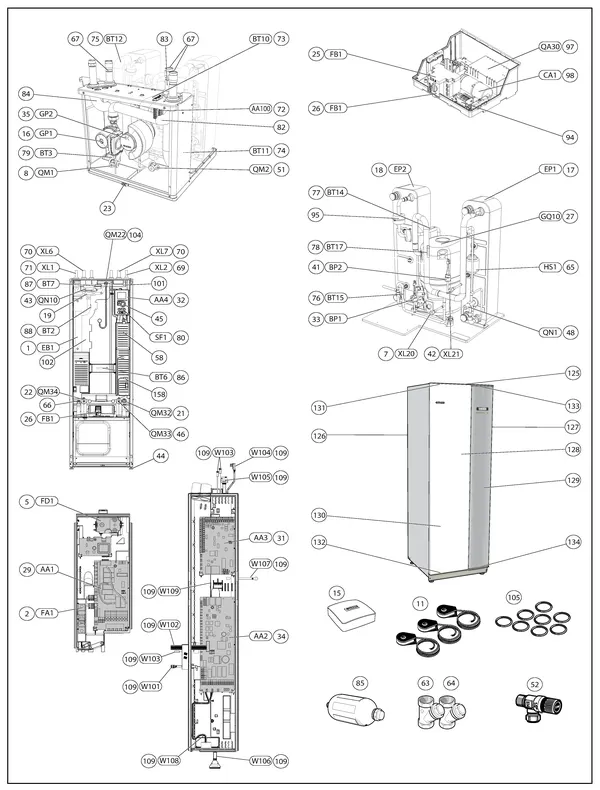 Exploded view Nibe F1245-5 R | 065079 (RES065079): Totaaloverzicht