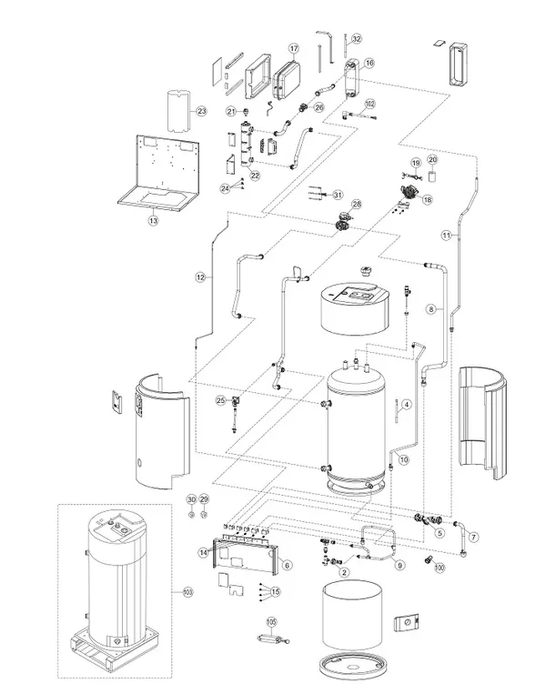 Exploded view Panasonic WH-ADC1216H6E5: Binnenunit