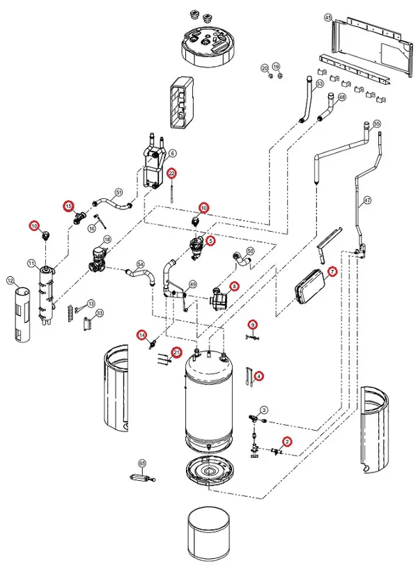 Exploded view Panasonic WH-ADC1216H6E5C: Binnenunit