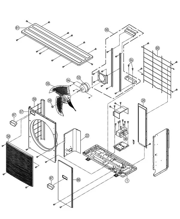 Exploded view Panasonic WH-MDC05F3E5: Buitenunit
