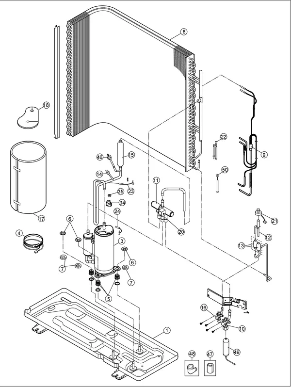 Exploded view Panasonic WH-MDC05H3E5: Refrigerant system