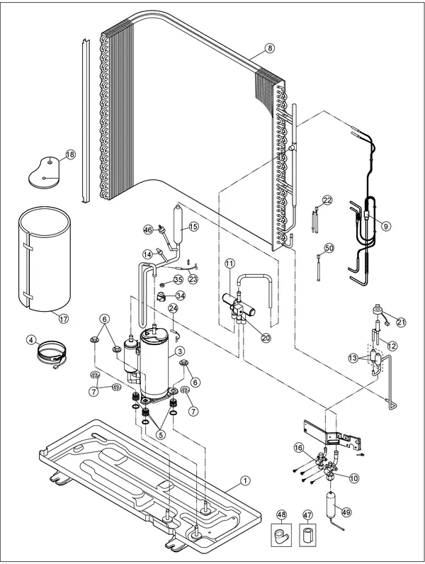 Exploded view Panasonic WH-MDC07H3E5: Refrigerant system