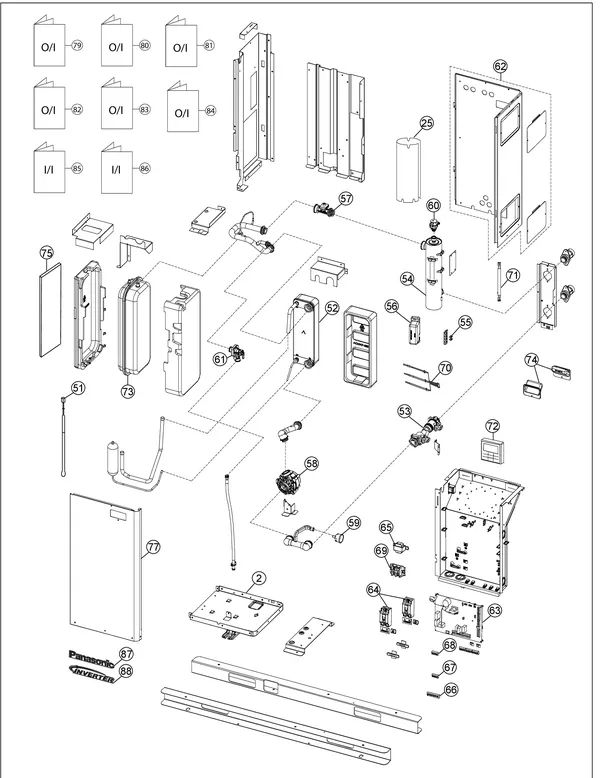 Exploded view Panasonic WH-MDC07H3E5: Water system