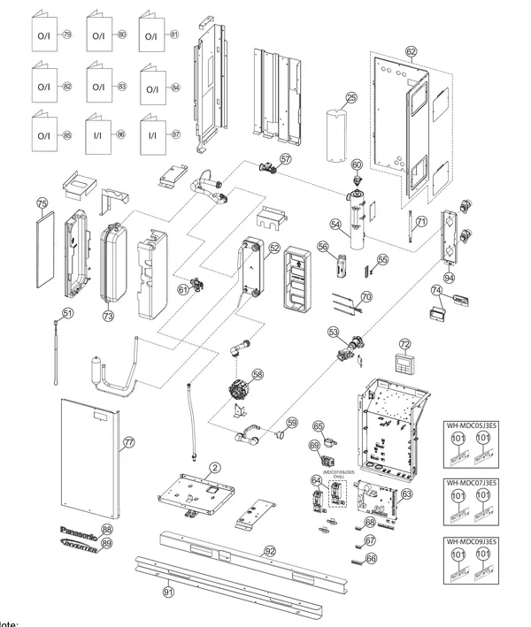 Exploded view Panasonic WH-MDC07J3E5: Water system