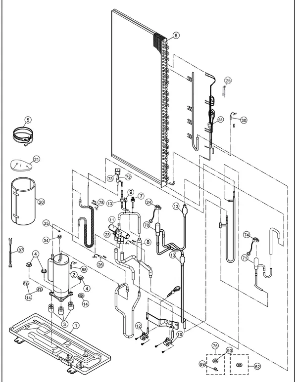 Exploded view Panasonic WH-MXC09J3E8: Refrigerant system
