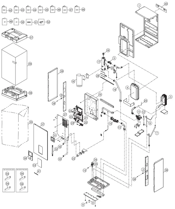 Exploded view Panasonic WH-SDC09J3E5: Binnenunit