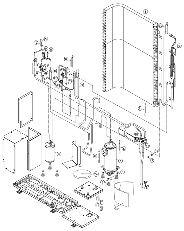 Exploded view Panasonic WH-UQ09HE8: Buitenunit