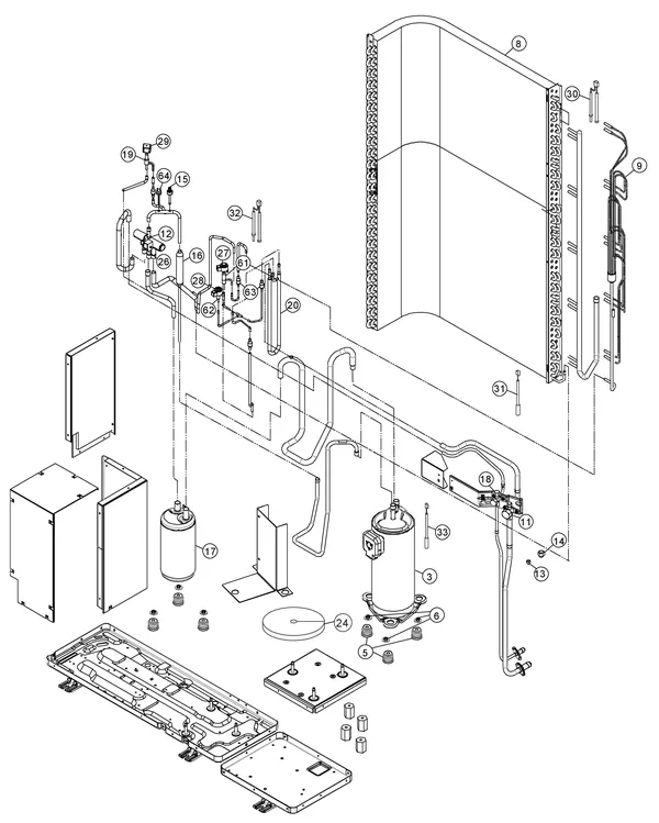 Exploded view Panasonic WH-UQ16HE8: Buitenunit
