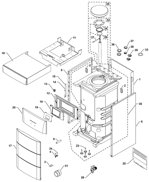 Exploded view Remeha WPR-2/E V200 4-8kW: Binnenmodule