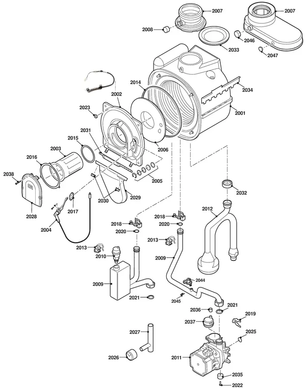 Exploded view Remeha Avanta 35C Combi-CW5: Binnenwerk