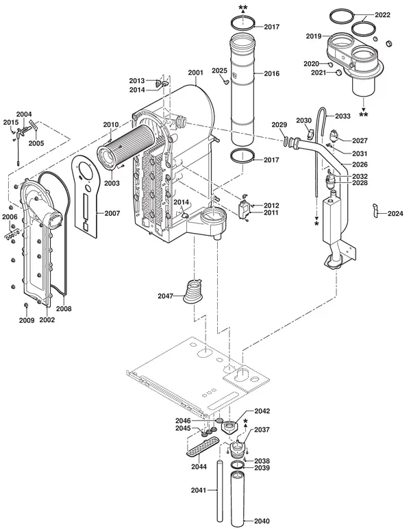 Exploded view Remeha Quinta Pro 90 Solo: Binnenwerk