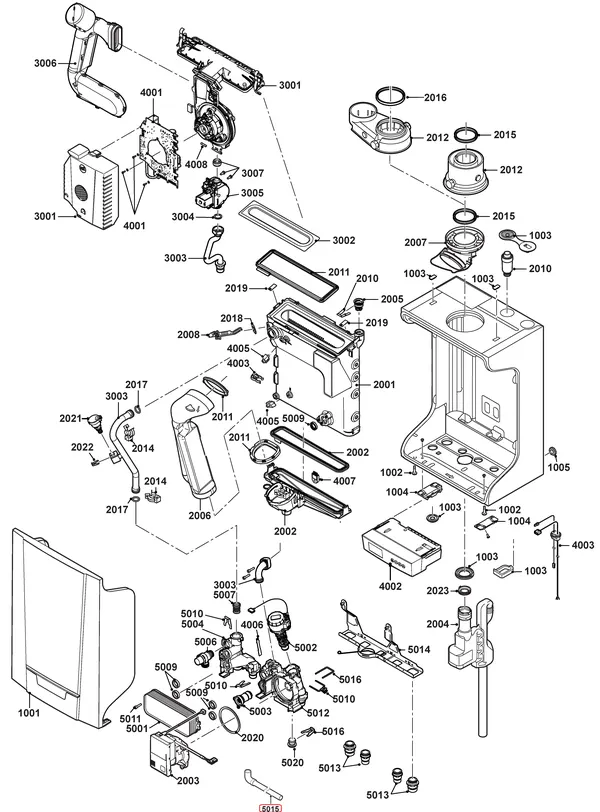 Exploded view Remeha Tzerra Ace 39C CW5: Totaaloverzicht