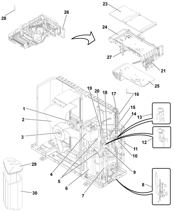Exploded view Remeha Buitenunit AWHP 6 MR-3: Elektra