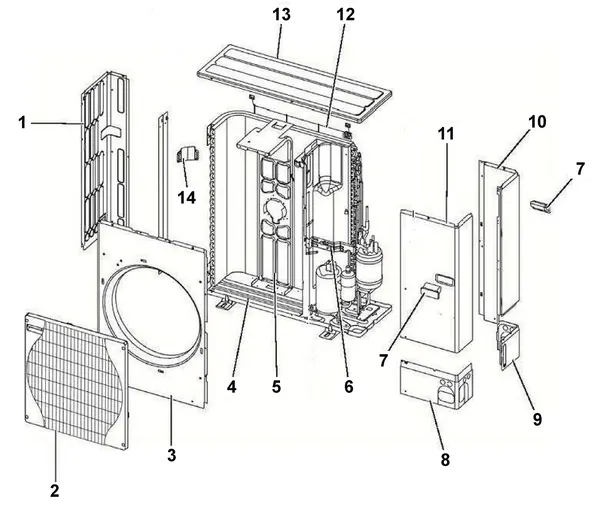Exploded view Remeha Buitenunit AWHP 8 MR-2: Buitenunit