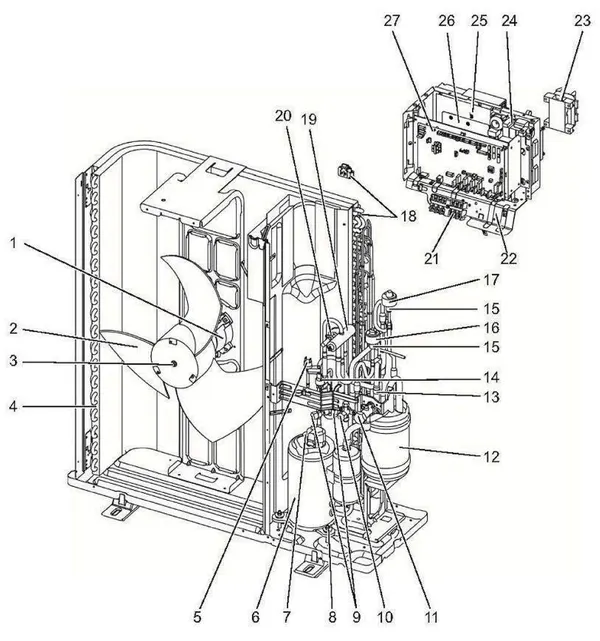 Exploded view Remeha Buitenunit AWHP 8 MR-2: Elektra
