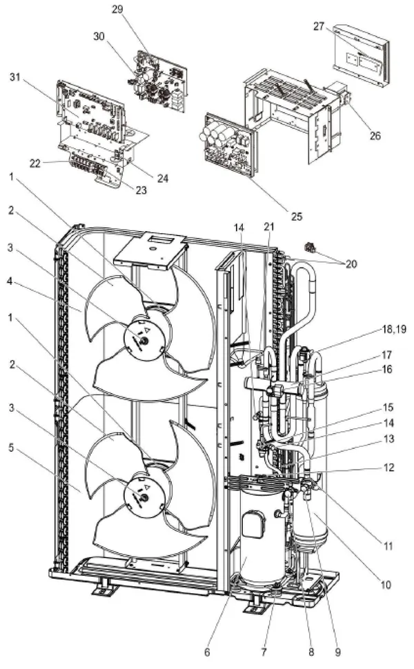 Exploded view Remeha Buitenunit AWHP 22-27 TR-2: Elektra