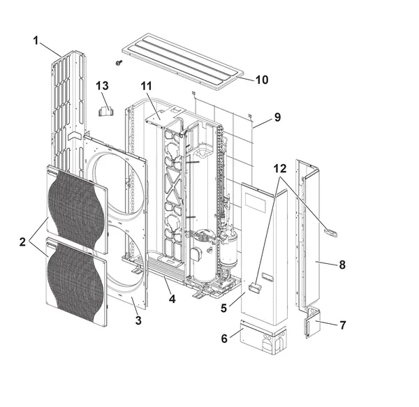 Exploded view Remeha Buitenunit AWHP 11-16 MR-2 R3 + TR-2 R3: Groep