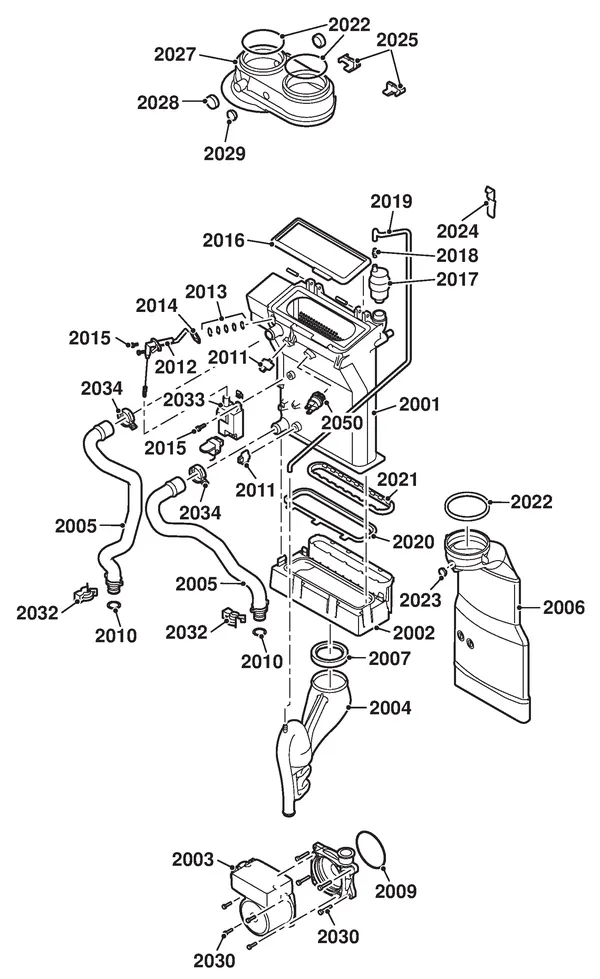 Exploded view Remeha Calenta 25L Combi CW6: Wisselaar pomp rookgasafvoer