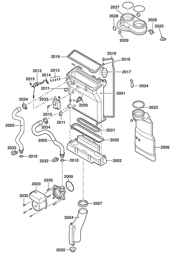 Exploded view Remeha Calenta 35S Solo: Wisselaar pomp rookgasafvoer