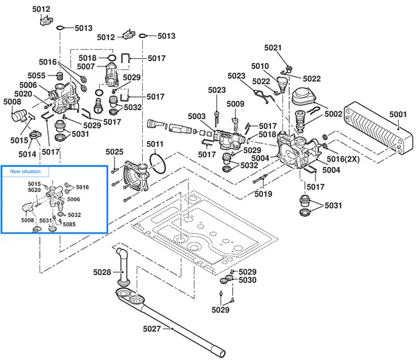 Exploded view Remeha Calenta 40C Combi CW5: Aansluitblok sifon