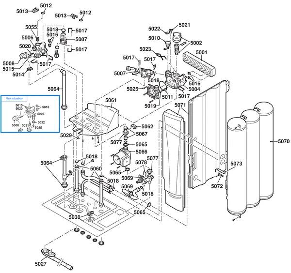 Exploded view Remeha Calenta 40L Combi CW6: Aansluitblok sifon