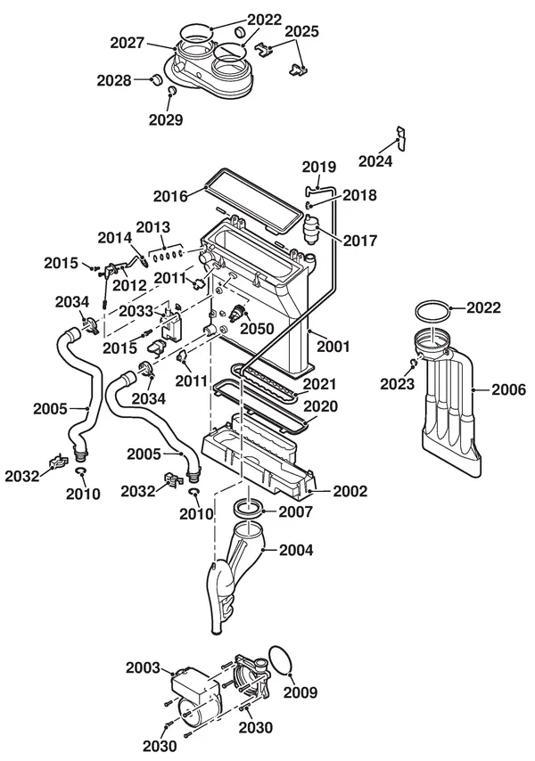 Exploded view Remeha Calenta 40L Combi CW6: Wisselaar pomp rookgasafvoer