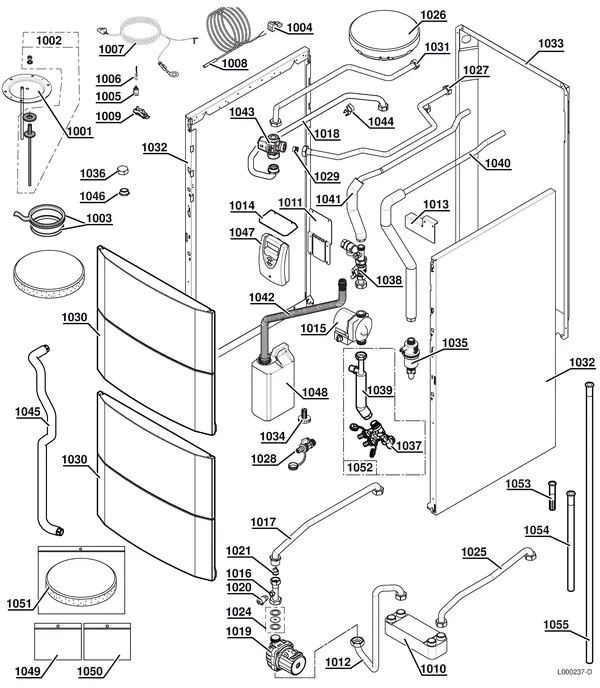 Exploded view Remeha Calora Tower 220 SHL: Totaaloverzicht