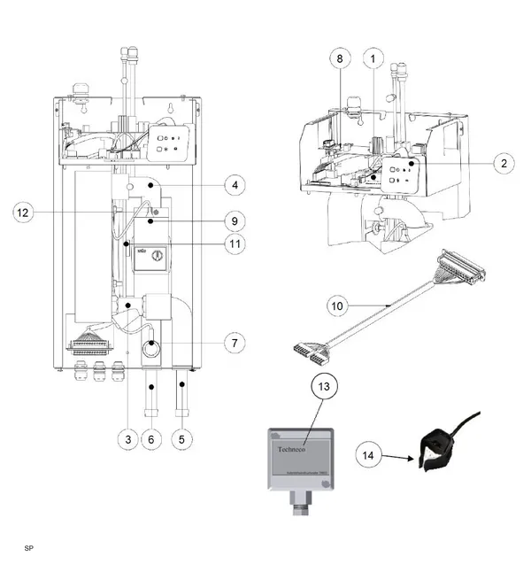 Exploded view Remeha Elga: Binnendeel