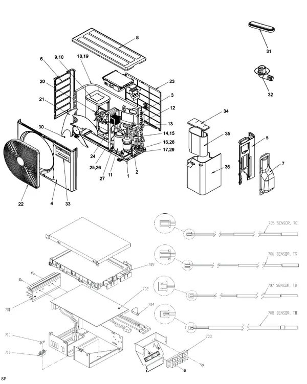 Exploded view Remeha Elga: Buitendeel