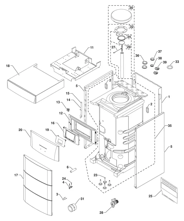Exploded view Remeha Eria Tower: Mantel