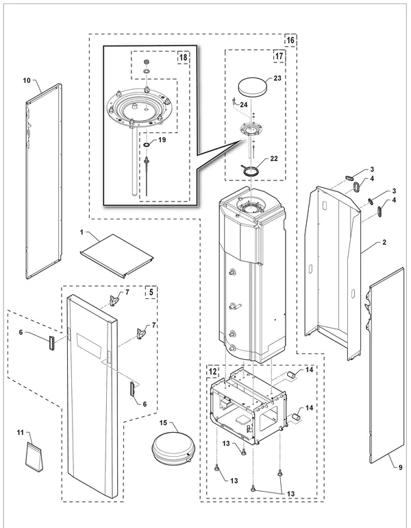 Exploded view Remeha Eria Tower Ace S: Behuizing