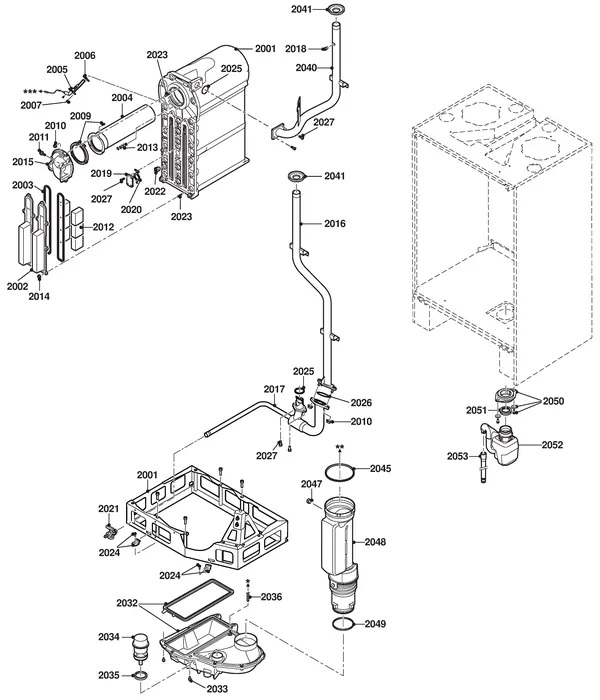 Exploded view Remeha Gas 220 Ace 160: Binnenwerk