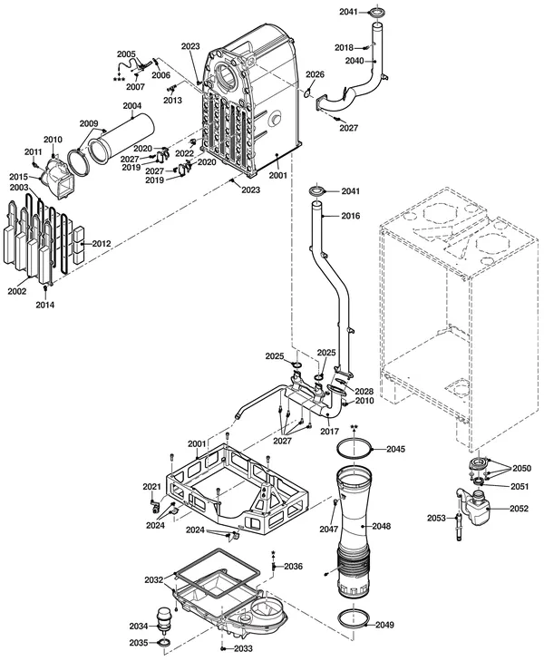 Exploded view Remeha Gas 220 Ace 250: Binnenwerk