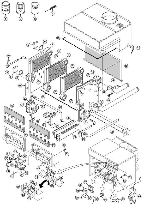 Exploded view Remeha Gas 450 Low NOX: Totaaloverzicht
