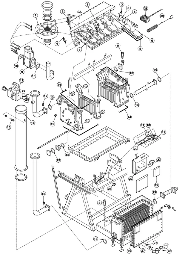 Exploded view Remeha Gas 6002: Totaaloverzicht