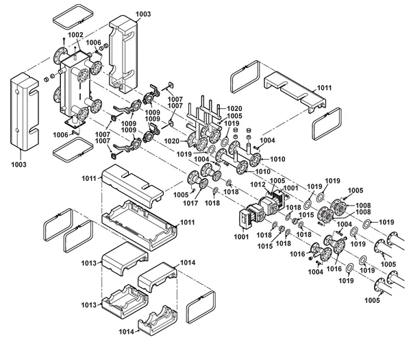 Exploded view Remeha Gas 610 Eco: Aansluitset met open verdeler