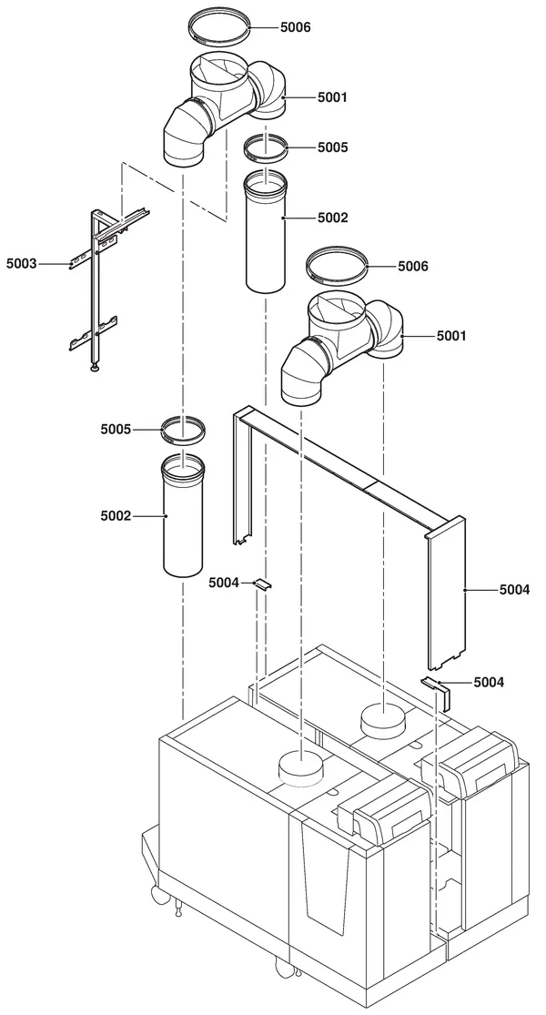Exploded view Remeha Gas 610 Eco Pro: Rookgasafvoer luchttoevoer