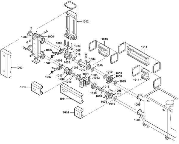 Exploded view Remeha Gas 310 aansluitset open verdeler: Totaaloverzicht