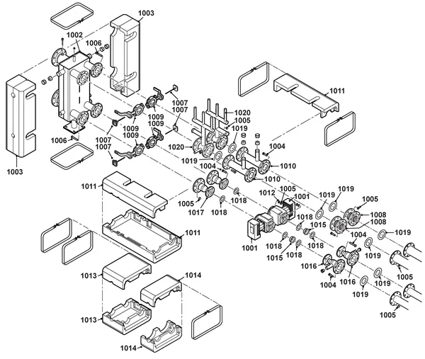 Exploded view Remeha Gas 610 aansluitset open verdeler: Totaaloverzicht