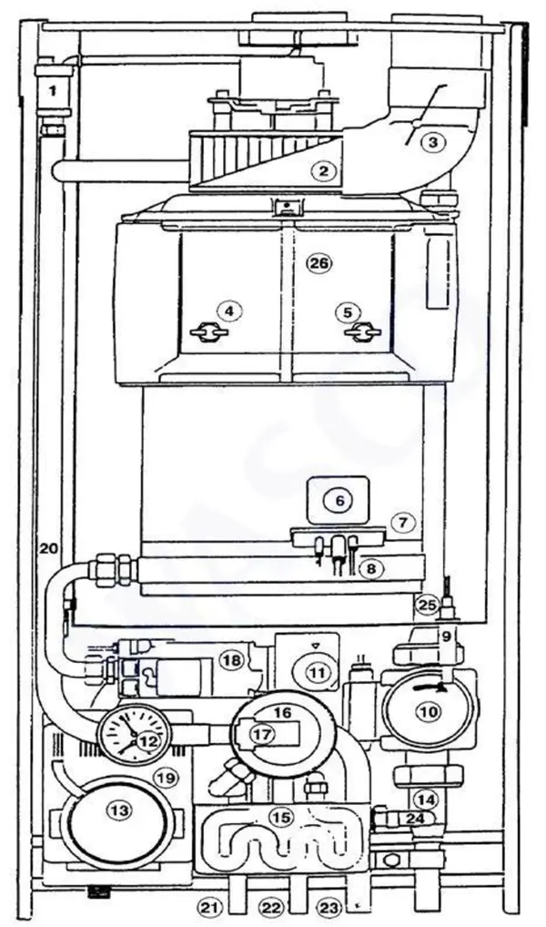 Exploded view Remeha Optimum Combi: Totaaloverzicht