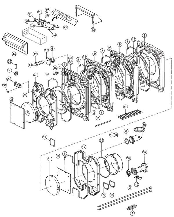 Exploded view Remeha P500 (Eco): Totaaloverzicht