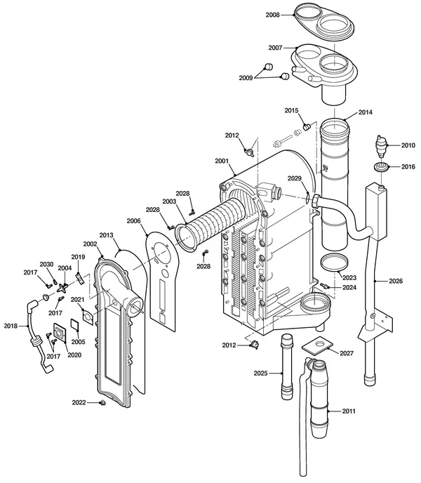 Exploded view Remeha Quinta 115 Solo: Binnenwerk